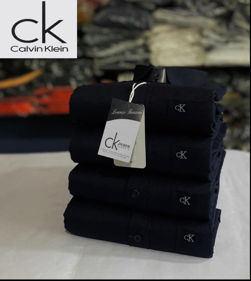Regular Fit Full Sleeves Plain Shirt with Embroidered Logo CK – Premium Cotton Shirt - 1 Pc & Combo-4