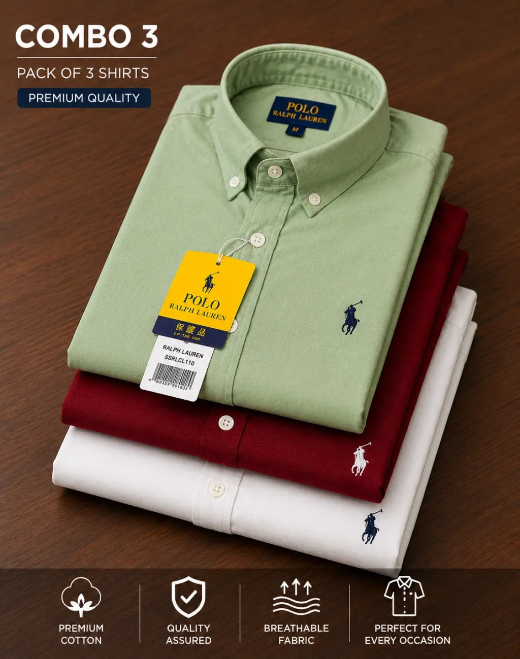Men Premium Oxford Cotton Classy Look Full Sleeve Shirt-Perfect Regular Fit Combo-3