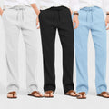 Combo of 3 Linen Loose Fit Men Pant Blue-Black and Light Gray-50342