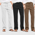 Combo of 3 Linen Loose Fit Men Pant Brown-Black and Light Gray-50343