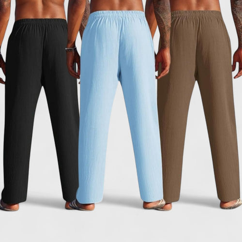 Combo of 3 Linen Loose Fit Men Pant Brown-Blue and Black-50378