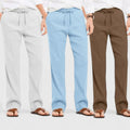 Combo of 3 Linen Loose Fit Men Pant Brown-Blue and Light Gray-50350