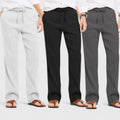 Combo of 3 Linen Loose Fit Men Pant Dark Gray-Black and Light Gray-50348