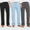 Combo of 3 Linen Loose Fit Men Pant Dark Gray-Blue and Black-50383