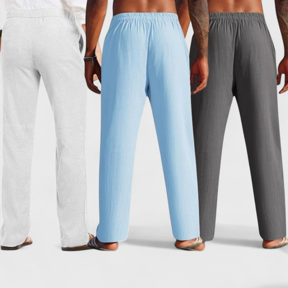 Combo of 3 Linen Loose Fit Men Pant Dark Gray-Blue and Light Gray-50355