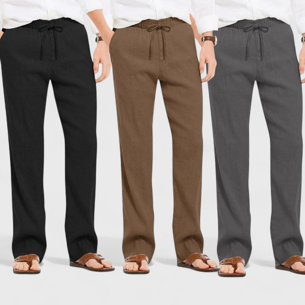 Combo of 3 Linen Loose Fit Men Pant Dark Gray-Brown and Black-50389