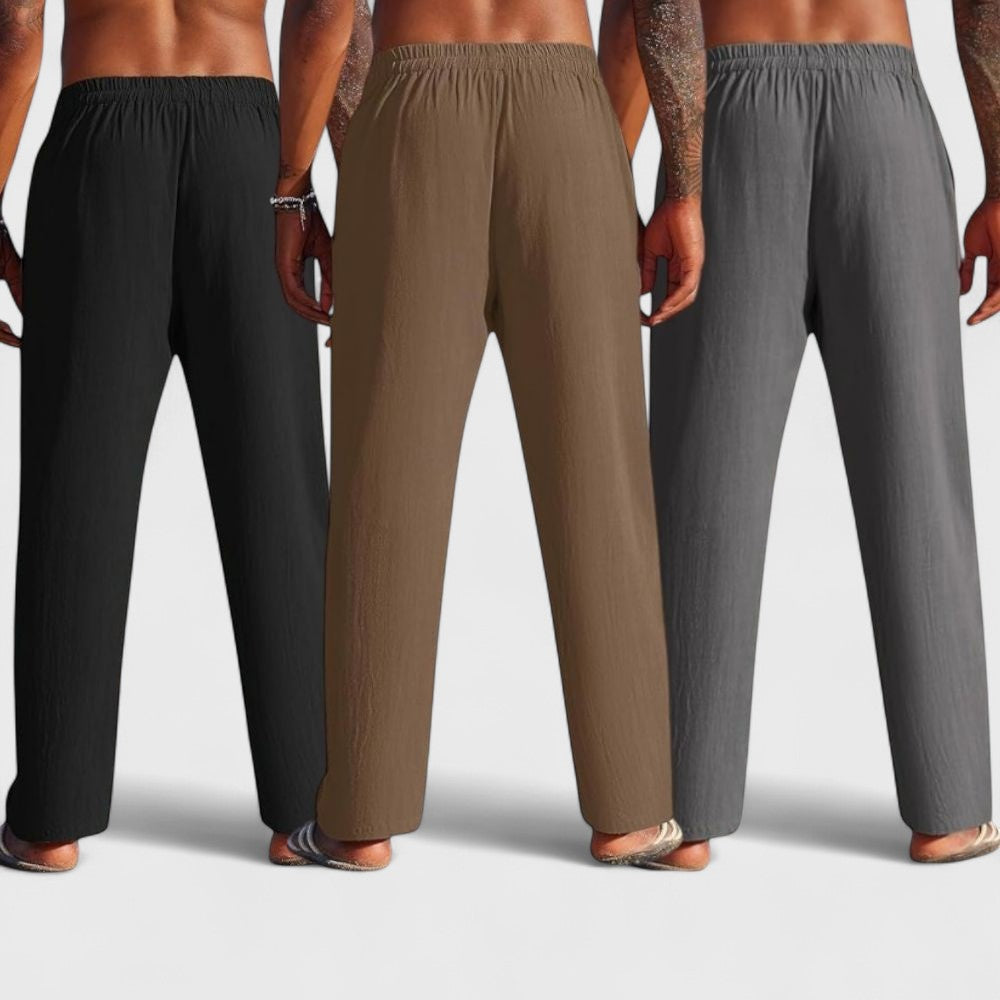 Combo of 3 Linen Loose Fit Men Pant Dark Gray-Brown and Black-50389