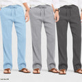 Combo of 3 Linen Loose Fit Men Pant Dark Gray-Gray and Blue-50415