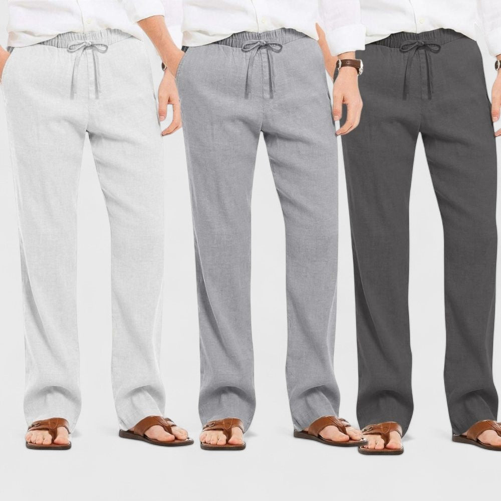 Combo of 3 Linen Loose Fit Men Pant Dark Gray-Gray and Light Gray-50366