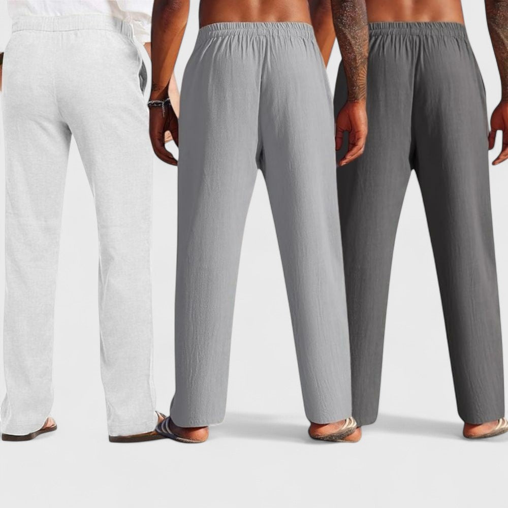 Combo of 3 Linen Loose Fit Men Pant Dark Gray-Gray and Light Gray-50366