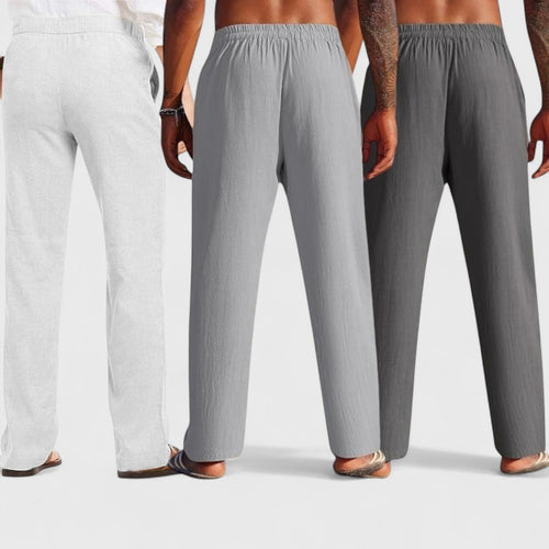 Combo of 3 Linen Loose Fit Men Pant Dark Gray-Gray and Light Gray-50366