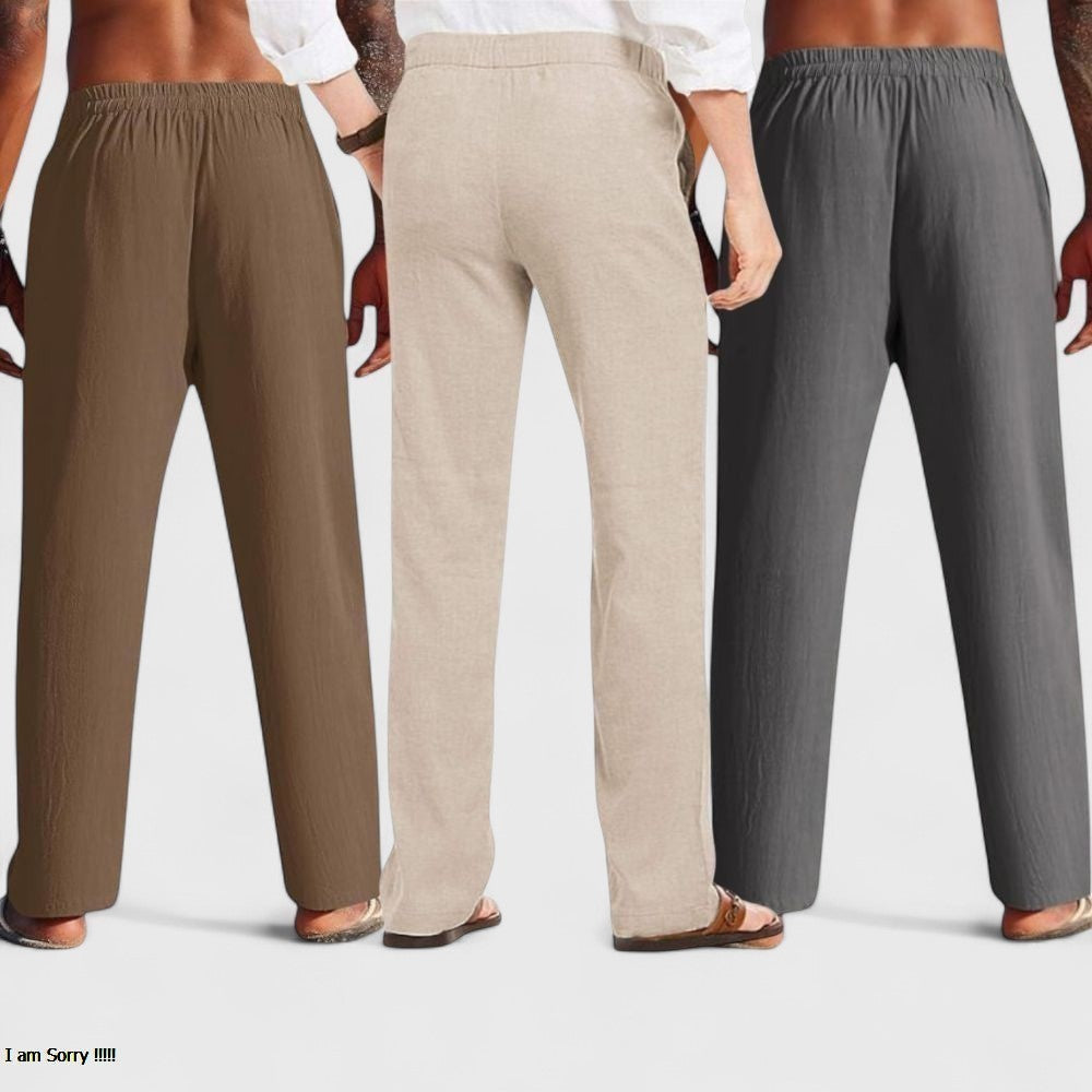 Combo of 3 Linen Loose Fit Men Pant Dark Gray-Light Beige and Brown-50434