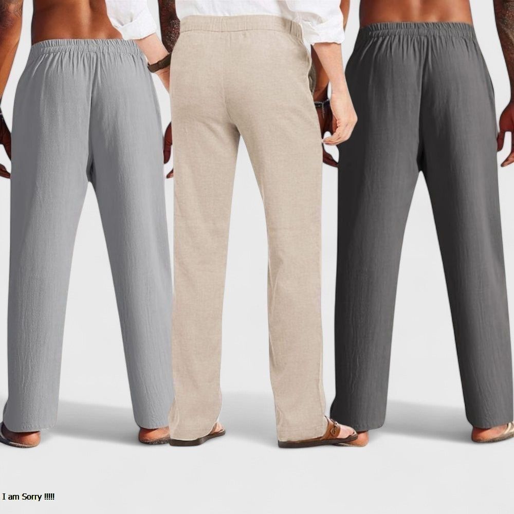 Combo of 3 Linen Loose Fit Men Pant Dark Gray-Light Beige and Gray-50444