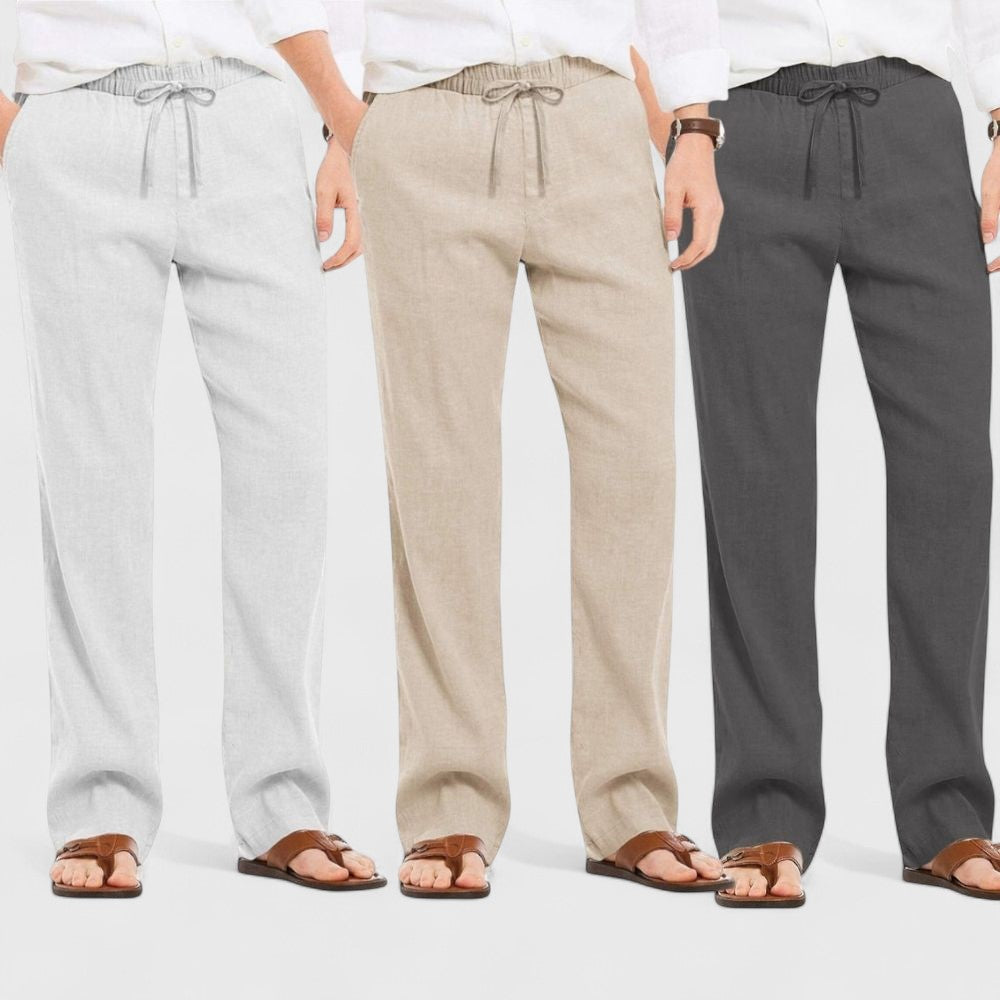 Combo of 3 Linen Loose Fit Men Pant Dark Gray-Light Beige and Light Gray-50370