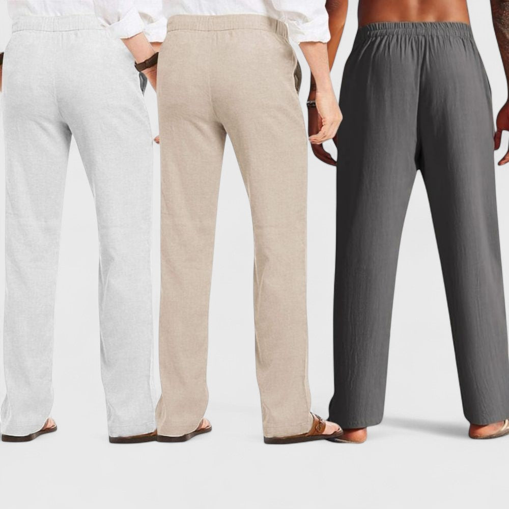 Combo of 3 Linen Loose Fit Men Pant Dark Gray-Light Beige and Light Gray-50370