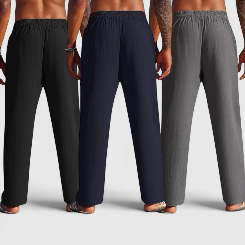 Combo of 3 Linen Loose Fit Men Pant Dark Gray-Navy Blue and Black-50401