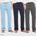 Combo of 3 Linen Loose Fit Men Pant Dark Gray-Navy Blue and Blue-50422