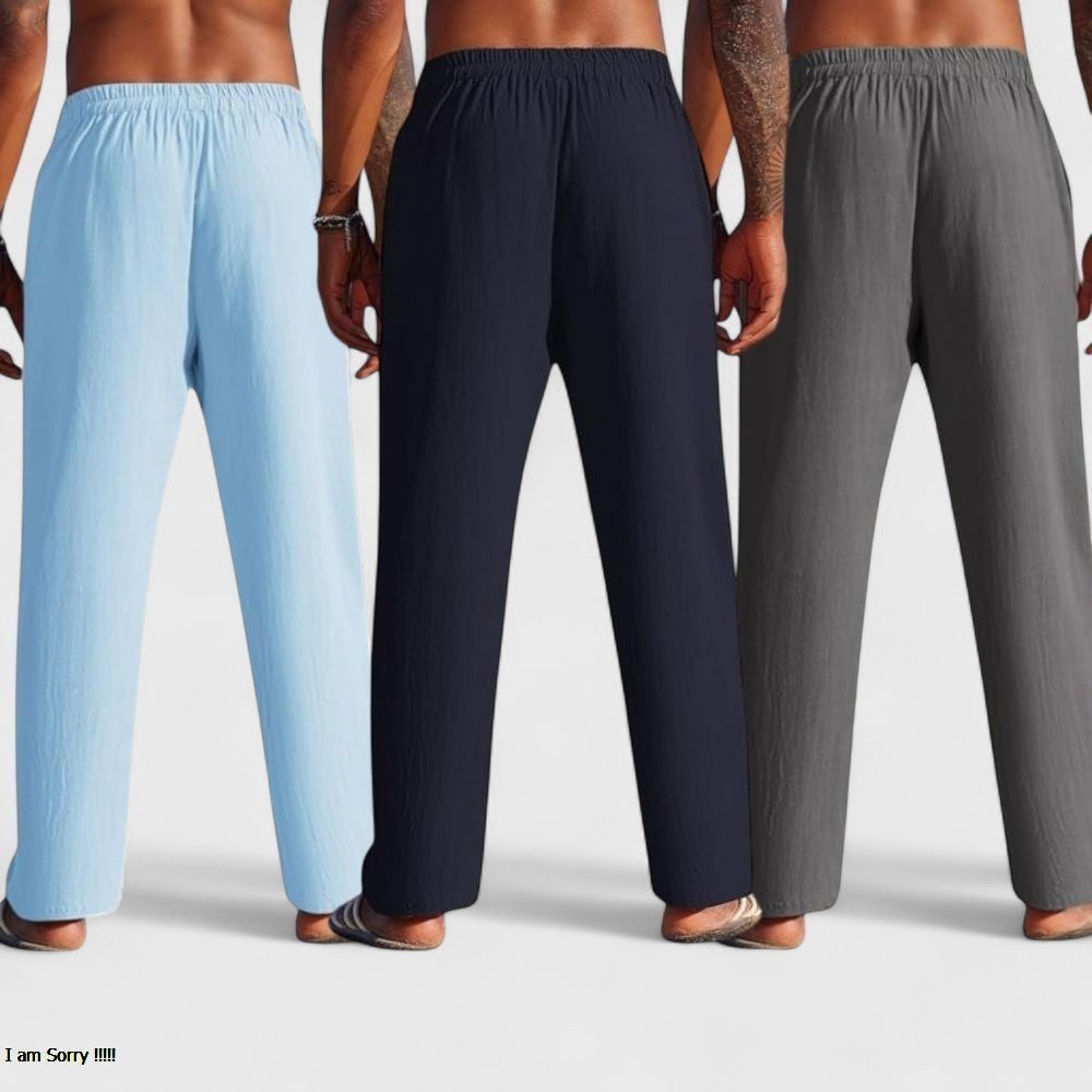 Combo of 3 Linen Loose Fit Men Pant Dark Gray-Navy Blue and Blue-50422