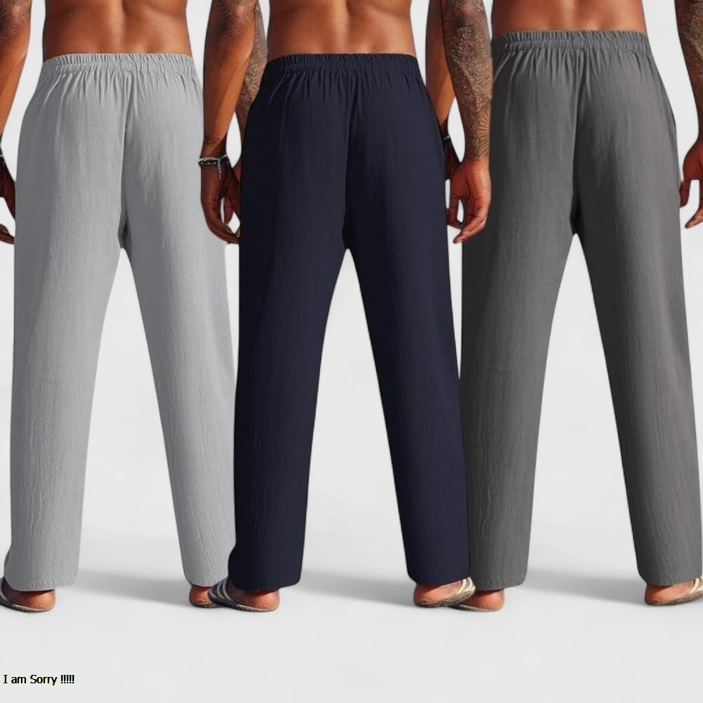 Combo of 3 Linen Loose Fit Men Pant Dark Gray-Navy Blue and Gray-50447