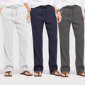 Combo of 3 Linen Loose Fit Men Pant Dark Gray-Navy Blue and Light Gray-50373