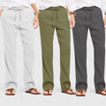 Combo of 3 Linen Loose Fit Men Pant Dark Gray-Olive Green and Light Gray-50375