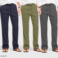 Combo of 3 Linen Loose Fit Men Pant Dark Gray-Olive Green and Navy Blue-50458