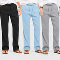 Combo of 3 Linen Loose Fit Men Pant Gray-Blue and Black-50379