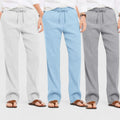 Combo of 3 Linen Loose Fit Men Pant Gray-Blue and Light Gray-50351