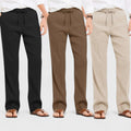 Combo of 3 Linen Loose Fit Men Pant Light Beige-Brown and Black-50386