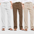 Combo of 3 Linen Loose Fit Men Pant Light Beige-Brown and Light Gray-50358