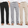 Combo of 3 Linen Loose Fit Men Pant Light Beige-Gray and Black-50391