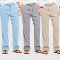 Combo of 3 Linen Loose Fit Men Pant Light Beige-Gray and Blue-50412