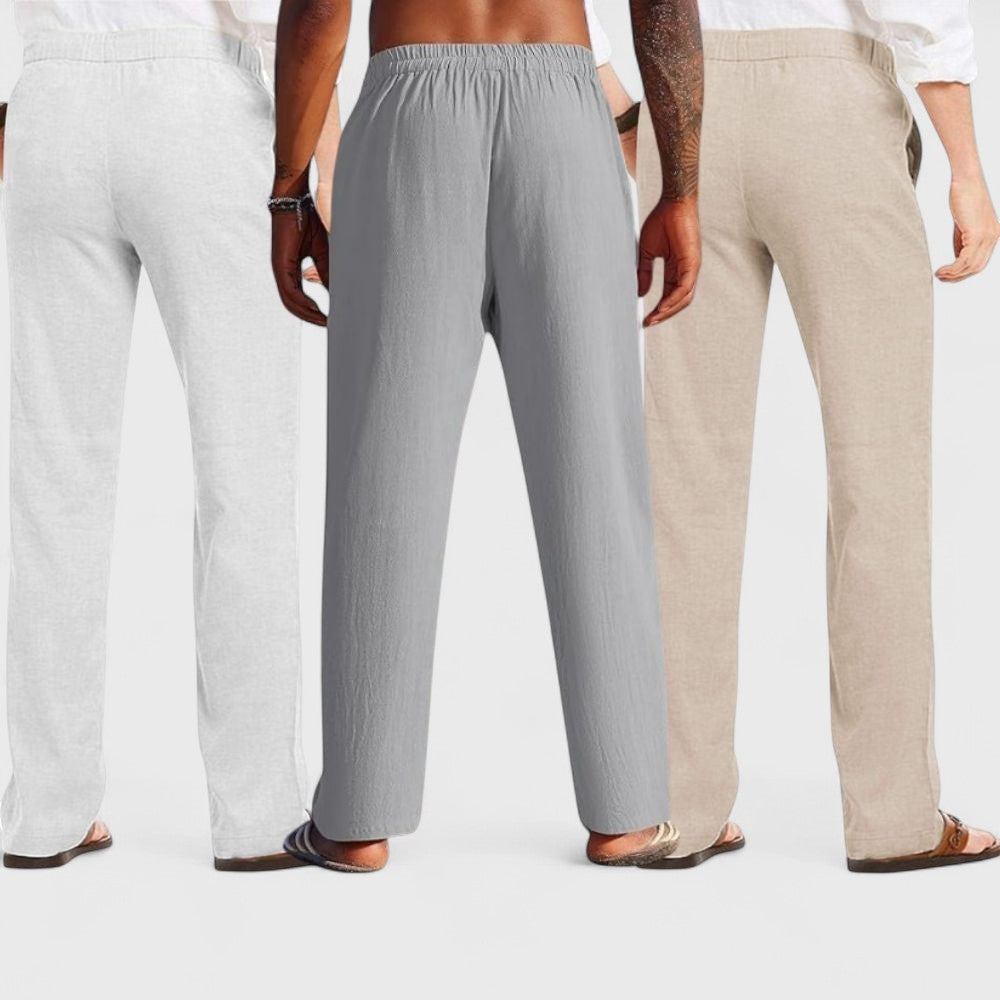 Combo of 3 Linen Loose Fit Men Pant Light Beige-Gray and Light Gray-50363