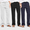 Combo of 3 Linen Loose Fit Men Pant Navy Blue-Black and Light Gray-50346