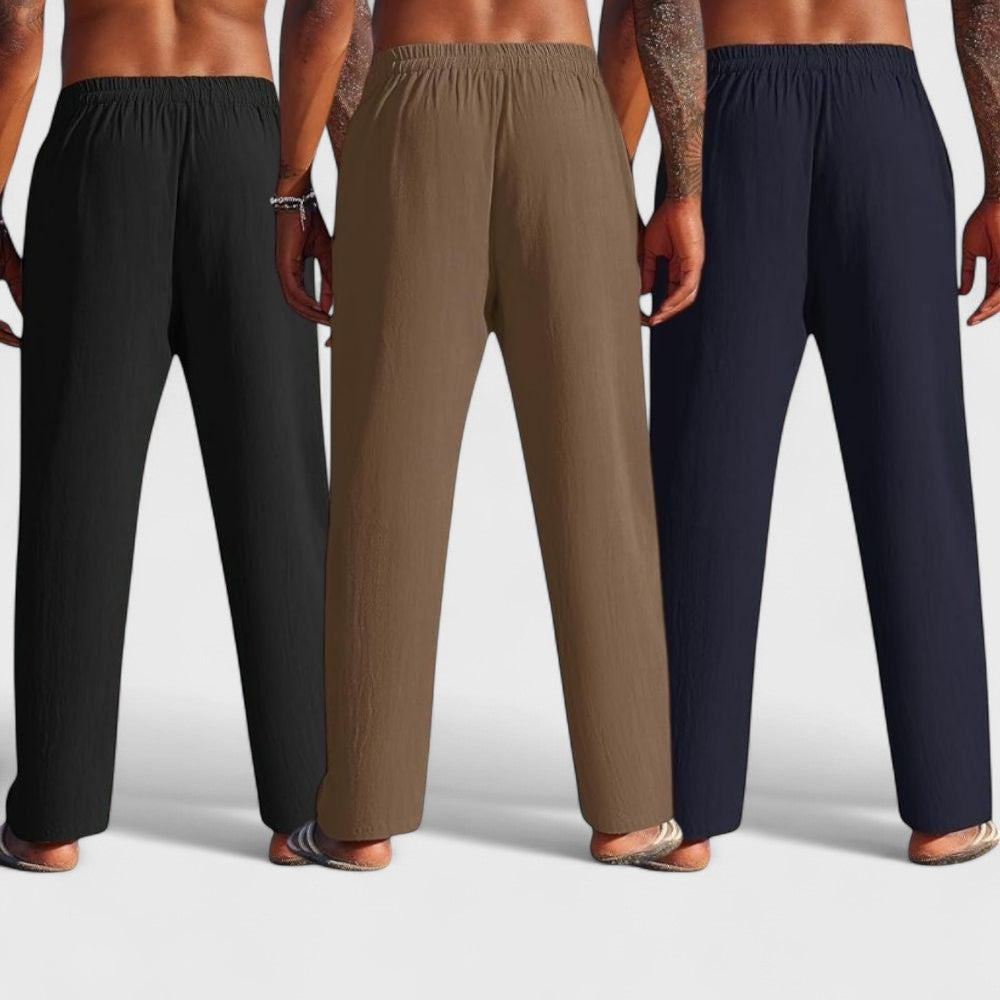 Combo of 3 Linen Loose Fit Men Pant Navy Blue-Brown and Black-50387