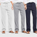 Combo of 3 Linen Loose Fit Men Pant Navy Blue-Gray and Light Gray-50364