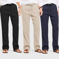 Combo of 3 Linen Loose Fit Men Pant Navy Blue-Light Beige and Black-50396