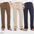 Combo of 3 Linen Loose Fit Men Pant Navy Blue-Light Beige and Brown-50432