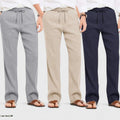 Combo of 3 Linen Loose Fit Men Pant Navy Blue-Light Beige and Gray-50442