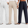 Combo of 3 Linen Loose Fit Men Pant Navy Blue-Light Beige and Light Gray-50368