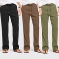 Combo of 3 Linen Loose Fit Men Pant Olive Green-Brown and Black-50388