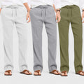 Combo of 3 Linen Loose Fit Men Pant Olive Green-Gray and Light Gray-50365