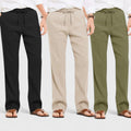 Combo of 3 Linen Loose Fit Men Pant Olive Green-Light Beige and Black-50397