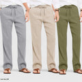 Combo of 3 Linen Loose Fit Men Pant Olive Green-Light Beige and Gray-50443