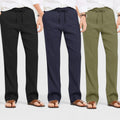 Combo of 3 Linen Loose Fit Men Pant Olive Green-Navy Blue and Black-50400