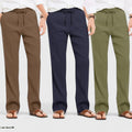 Combo of 3 Linen Loose Fit Men Pant Olive Green-Navy Blue and Brown-50436