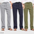 Combo of 3 Linen Loose Fit Men Pant Olive Green-Navy Blue and Gray-50446