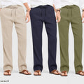 Combo of 3 Linen Loose Fit Men Pant Olive Green-Navy Blue and Light Beige-50452