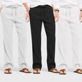 Combo of 3 Linen Loose Fit Men Pant White-Black and Light Gray-50349