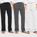 Combo of 3 Linen Loose Fit Men Pant White-Dark Gray and Black-50405
